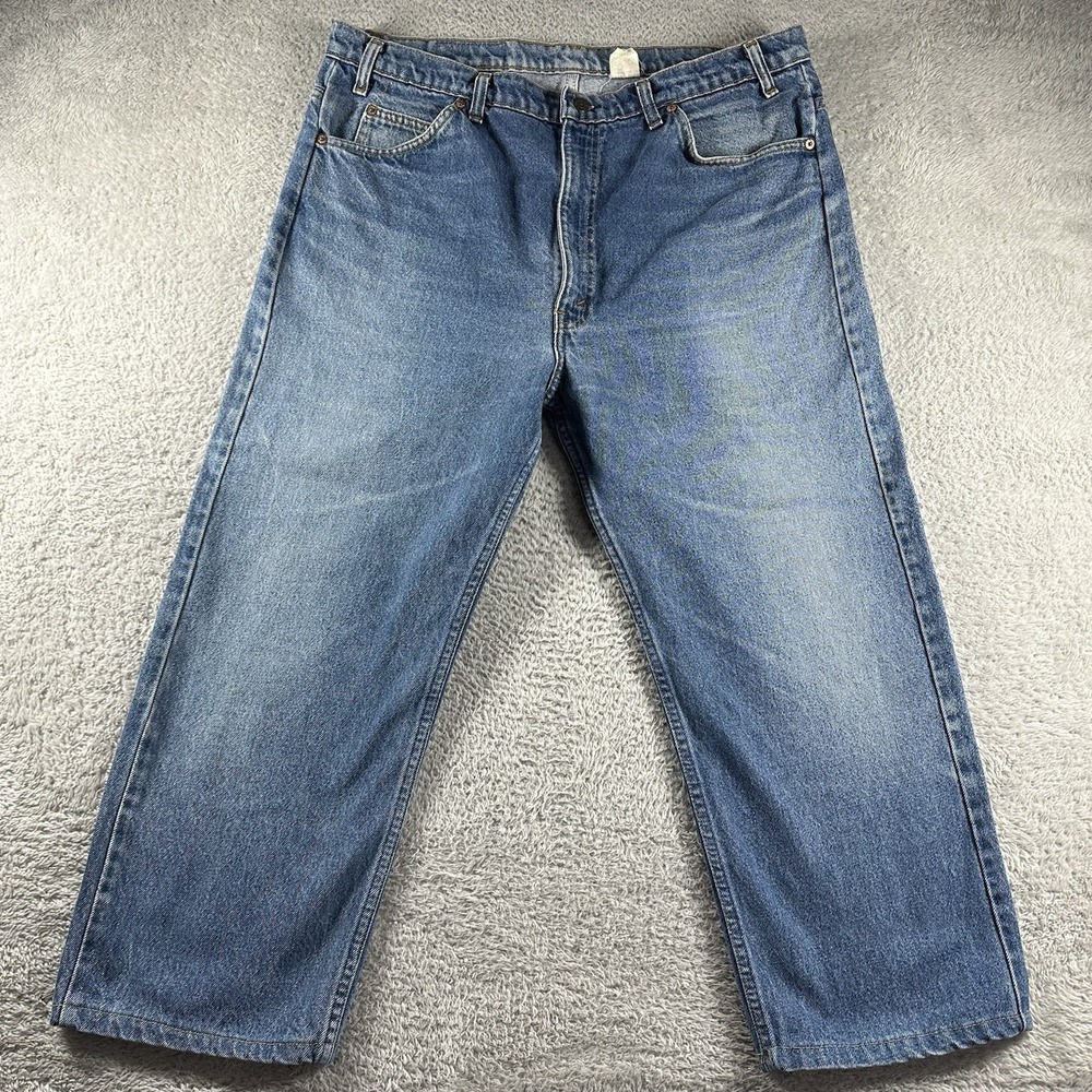 VINTAGE Levi 505 Jeans Mens 40x34 (Fits 36x24.5) Orange Tab Straight Faded - Hem
